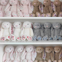 Peluche Lapin à Longues Oreilles Super Douce de 30 cm, Poupée Lapin Brodé, Rembourrage en Coton PP, Anti-Stress, Cadeau de Pâques pour Enfants