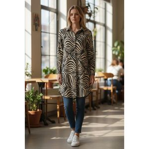 Robe chemise longue en viscose pour femmes grandes tailles Vetre, vêtements de tous les jours, fabriquée en Turquie, vente en gros, mode modeste, style décontracté - Product Image 1