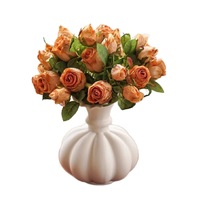 Bouquet de 12 roses en soie, fleurs artificielles haut de gamme, réalistes, pour événements vintage, décorations de lieux et aménagements floraux