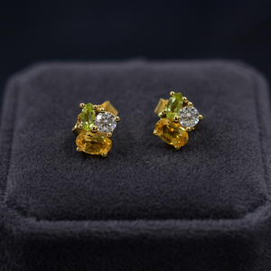 Pendientes Clásicos de Oro de 14K con Citrino Natural y Peridoto, Listos para Enviar, Personalizables para Venta al por Menor, OEM, ODM - Product Image 2