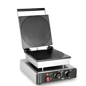 Machine à gaufres commerciale à double tête, ronde, pour rouleaux <span class=keywords><strong>de</strong></span> poulet croustillants, chauffage électromécanique, machine à glace et à croûtes à glace - Product Image 1