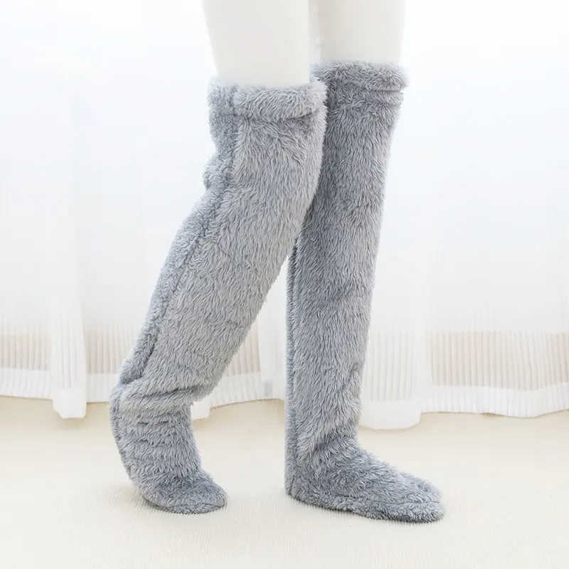 Indoor Plüsch Warme lange Socken Fuzzy Over Knee Winter Beinlinge Plüsch Socken Hausschuhe Gemütliche süße Oberschenkel hohe Strümpfe