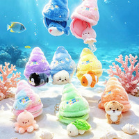 En gros Porte-clés en peluche 2-en-1 thème Océan (Cochon d'Inde, Coquillage, Requin, Phoque, Poulpe) style Macaron, Breloque de sac, OEM, Cadeau de fêtes
