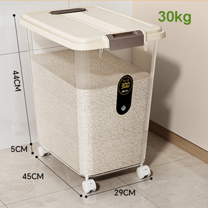 15kg 30kg de qualité <span class=keywords><strong>alimentaire</strong></span> PP boîte à riz en plastique ménage anti-insectes étanche à l'humidité scellé cuisine farine boîte de stockage - Product Image 4