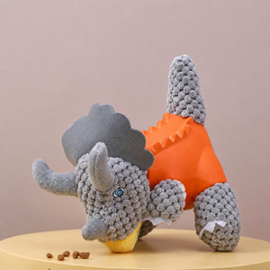 Jouet pour chien <span class=keywords><strong>Triceratops</strong></span>, distributeur <span class=keywords><strong>de</strong></span> friandises, jouet interactif en peluche et caoutchouc pour la distribution <span class=keywords><strong>de</strong></span> nourriture, pour chiens <span class=keywords><strong>de</strong></span> petite et moyenne taille, jouet à mâcher durable en forme <span class=keywords><strong>de</strong></span> dinosaure - Product Image 3
