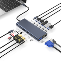 Station d'accueil USB C double moniteur, adaptateur USB HUB USBC 14-en-1, triple moniteur pour ordinateur portable avec accessoires pour ordinateur portable 4K H DMI