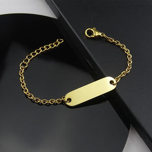 Braccialetto con nome in acciaio inossidabile personalizzato fai-da-te braccialetto per bambini <span class=keywords><strong>adulti</strong></span> con incisione in <span class=keywords><strong>oro</strong></span> reale 18 carati - Product Image 2