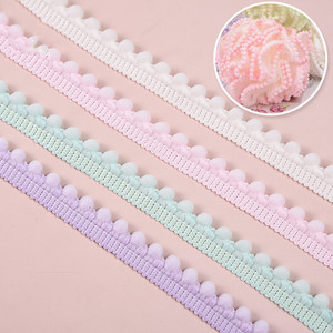 Larghezza 1.2 cm Non elastica <span class=keywords><strong>con</strong></span> bordo di denti piccoli Pom Pom <span class=keywords><strong>con</strong></span> rivestimento a sfera abito <span class=keywords><strong>con</strong></span> orlo pizzo per bagno doccia spugna accessori - Product Image 2