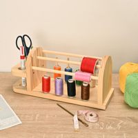Organisateur de fil en bois couleur naturelle, écologique, style simple, support pour fil à crocheter, organisateur de fil à coudre, accessoire de couture
