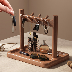 Rak Penyimpanan Multifungsi Portabel Bergaya Klasik dari Kayu untuk Aksesori Perhiasan dan Penyimpanan Kunci di Ruang Tamu. - Product Image 5