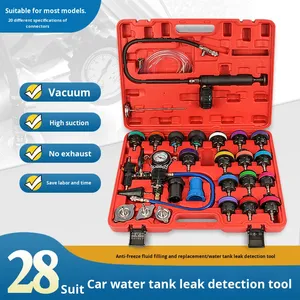 28 Pieces Steel Car Radiator <span class=keywords><strong>Leak</strong></span> <span class=keywords><strong>Detector</strong></span> Inflator Pressure Gauge <span class=keywords><strong>Water</strong></span> Box Tank Tester Universal Fitment Sistema de Refrigeração Ferramentas - Product Image 5