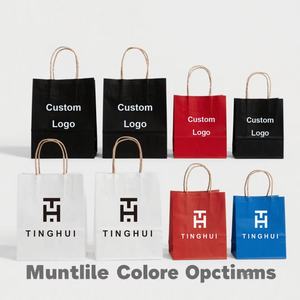 Bolsas de Compra de Papel Kraft con Logotipo Personalizado, Asas de Papel Reciclado Blanco, Negro y Marrón para Promoción de Ropa y Exposiciones - Product Image 5