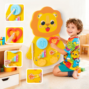 Монтессори сенсорная настенная панель для детей, развивающая доска для малышей, настенная доска для занятий, деревянная сенсорная игрушка с мультяшными персонажами - Product Image 3