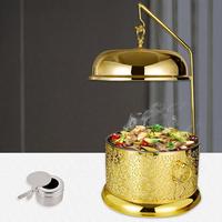 Plat de service de luxe 8L en acier inoxydable, ensemble de buffet chauffe-plats à alcool, design moderne, doré, chauffe-aliments suspendu 85-100°C