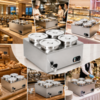 Station de maintien au chaud alimentaire carrée à trois bacs 7L en acier inoxydable pour la restauration hôtelière et les professionnels de la restauration