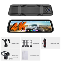Podofo 9.66 ''double objectif Dash Cam Miroir 4K WiFi Enregistreur vidéo Moniteur de stationnement BSD + LCA G-Sensor APP Vision nocturne Autoradio