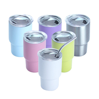 Logo personnalisé couleur 2 oz 2 Oz métal en acier inoxydable vierge sublimation tasse miniature mini gobelet verre à liqueur avec couvercle de paille