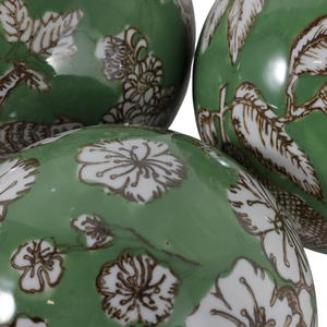 Orbe in Ceramica Stile Chinoiserie Tradizionale con Design Floreale Verde, Decorazioni per Casa, Soggiorno, Ufficio, Bagno, Esposizione su Scaffale - Product Image 6