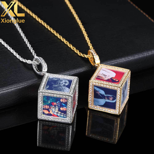 Hip Hop Personalized Zircon Copper 18K Gold Plated Custom Memory <b>Cube</b> <b>Photo</b> Pendant Necklace-Gift - Product Image 5