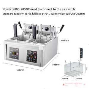 Freidora eléctrica de elevación automática, freidora inteligente comercial, máquina de pollo frito y patatas fritas de un solo cilindro de 8L - Product Image 4