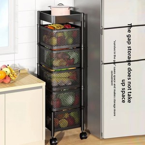 Étagère à légumes en acier au carbone sans assemblage, autoportante, mobile, 5 niveaux, carrée, rotative et amovible pour <span class=keywords><strong>cuisine</strong></span> - Product Image 2