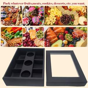 Kotak Kemasan Katering Kaku Hitam Matte Grosir, Kotak Kue Pesta, Kotak Dessert, Kotak Kemasan Katering dengan Pembatas dan Tutup - Product Image 2