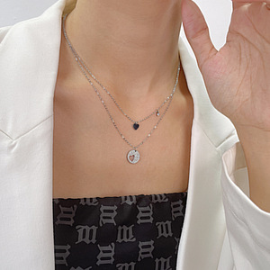 Nouveau Design Lovely <span class=keywords><strong>Coeur</strong></span> <span class=keywords><strong>Et</strong></span> Lune Charmes Collier Étanche Plaqué Or En Acier Inoxydable Couche Chaînes Collier Bijoux Pour Dame - Product Image 3