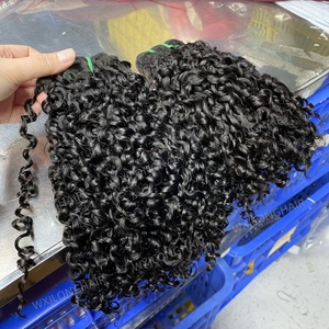 15A Pixie Curly Remy Virgin Human Hair Bundles Unprocessed Double Weft Hair Weaving Super Double Drawn Indian Raw Hair Supplier - Product Image 2