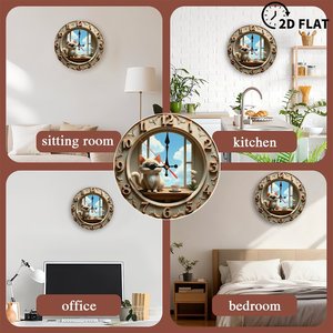 Round Wooden Wall <b>Clock</b> 25x25Cm Creative <b>Retro</b> Silent Non Ticking Living Room Decor - Product Image 4