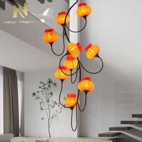 Lampe inspirée de style de fleur d'art décoration d'intérieur escalier de mariage lumière de lustre de LED