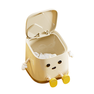 Dễ thương phim hoạt hình thùng rác có thể phòng khách giá trị cao Thùng rác nhỏ với bàn chải nhỏ Máy tính để bàn đôi Thùng Nhựa thùng rác - Product Image 2