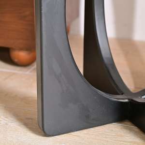 INNOVA Home Accent Luxury Classic <b>Round</b> White Marble Top <b>Black</b> Wooden Leg Coffee <b>Side</b> <b>Table</b> European Modern Design Living Room - Product Image 6