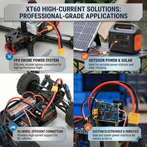 XT60 コネクタケーブルハーネス 12AWG シリコンワイヤー金メッキ高電流オスメスピグテール RC ドローン LiPo バッテリー用。 - Product Image 3