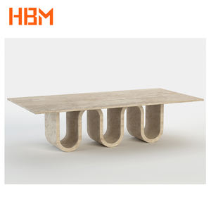 HBM Modern Natural 3 Legs Design Beige Travertin Esstisch Zum Verkauf - Product Image 6