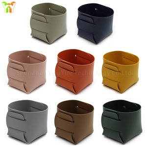 Cestino Portapenne e Portagioie a Forma di Gatto in Pelle PU con Manico, Organizzatore da Scrivania Pieghevole Portatile Rosa e Nero - Product Image 4