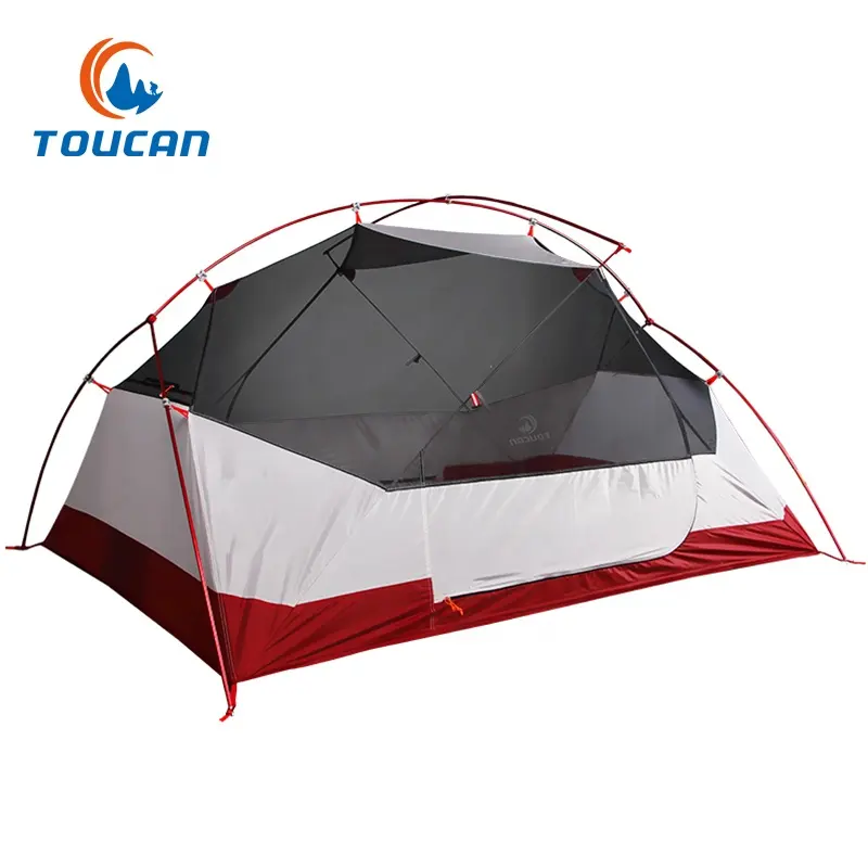 Hiking Ultralight Camping Tent 2 Person 210T Polyester Taffeta Pu3000mm 1.8kg Aluminum Folding Tent