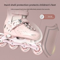 Новые детские роликовые коньки для начинающих (3-12 лет), полный комплект, профессиональные, регулируемые, для девочек, с блестящими полиуретановыми колесами (ПУ)