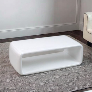 Mesa de Centro Cuadrada de FRP de Doble Capa, Moderna, Brillante, de Fibra de Vidrio, con Estante de Almacenamiento Abierto, Color Personalizado, Fácil de Limpiar - Product Image 4