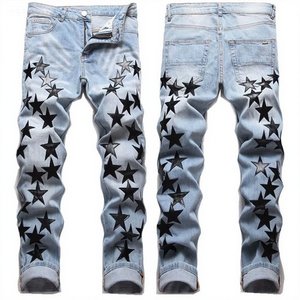 Jeans Slim Fit da <span class=keywords><strong>Uomo</strong></span> Amiry Hip Hop, Gamba Dritta, Elasticizzati, Comodi, con Ginocchia Strappate, <span class=keywords><strong>Pantaloni</strong></span> Casual in Denim di Alta Qualità - Product Image 3