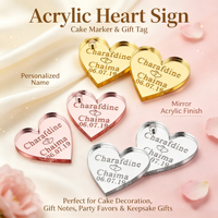 Étiquettes en acrylique personnalisées en forme de cœur avec trous, lettrage de nom pour baby shower, mariage, anniversaire, cadeau pour invités, décoration de la maison