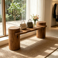 Table d'appoint en bois massif Wabi Sabi, table à thé minimaliste en bois, table d'appoint de canapé pour le rangement et la préparation du thé dans le salon