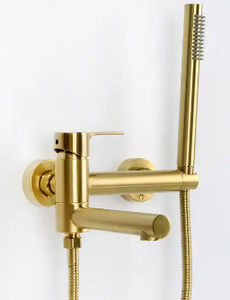 Or brossé chaud froid <span class=keywords><strong>pivotant</strong></span> mural <span class=keywords><strong>baignoire</strong></span> robinet haute qualité cuivre laiton salle <span class=keywords><strong>de</strong></span> bain contemporain céramique pluie 3.3kgs - Product Image 4