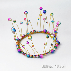 Décoration de gâteau en forme de couronne ronde à perles, en plastique réutilisable, style moderne élégant pour anniversaire - Product Image 3