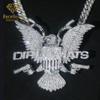 Collier Pendentif Personnalisé Étanche en Argent Sterling S925 avec Moissanite VVS et Diamant de Laboratoire, Motif Lettre Aigle, Style Rappeur