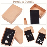 Petite Boîte Cadeau Collier Boîte à Bagues Kraft Papier Brun Rectangle Carton Boîtes à Bijoux pour Cadeau Boucle d'Oreille Bracelet Emballage