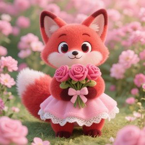 Renard rose à main personnalisé, animal en peluche amusant et mignon, robe de princesse rose, renard en peluche, usine, vente en gros de cadeaux d'anniversaire - Product Image 2