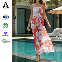 Combinaison sexy à imprimé floral polyvalente 2026 pour vacances en bord de mer, à épaules dénudées, convertible en pantalon de plage