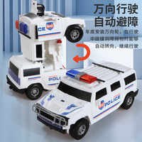 Voiture de police électrique transformable avec lumières LED, musique et projection, jouet robot électrique pour enfants