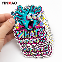 Autocollant personnalisé amusant motif monstre graffiti art laser holographique découpé à la forme, étanche pour ordinateur portable et journal, décoration imperméable