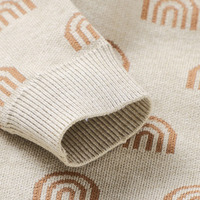 Gebreide romper voor pasgeborenen, regenboogkleurig, zacht katoen, jacquard gebreid, houten knopen aan de voorkant voor snelle luiertjeswissels, gebreide babykleding, babyjumpsuit